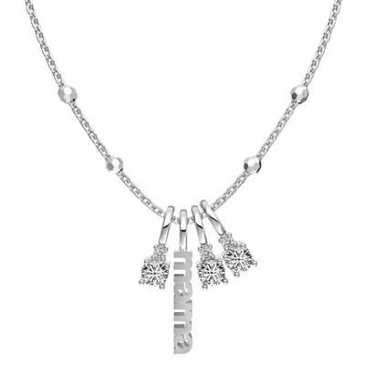 Colar de prata branco CZ 4mm 925 Colar de pedra de zircão feminino