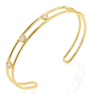 Pulseira de punho de zircônio cúbico de diamante de platina Largura 6 mm Pulseira de punho CZ