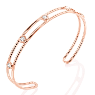 Pulseira de punho de zircônio cúbico de diamante de platina Largura 6 mm Pulseira de punho CZ