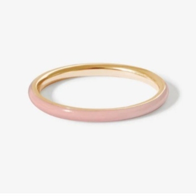 Anéis dourados de esmalte rosa 18K Anéis de empilhamento de prata sólida 925