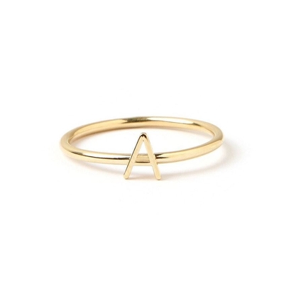 Mini Carta de Ouro de 14K empilhada Anéis de 925 Sterling de Prata para Mulheres