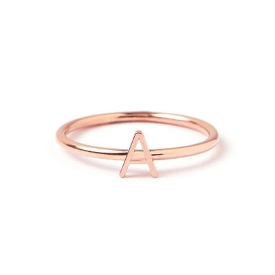 Mini Carta de Ouro de 14K empilhada Anéis de 925 Sterling de Prata para Mulheres