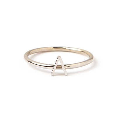 Mini Carta de Ouro de 14K empilhada Anéis de 925 Sterling de Prata para Mulheres