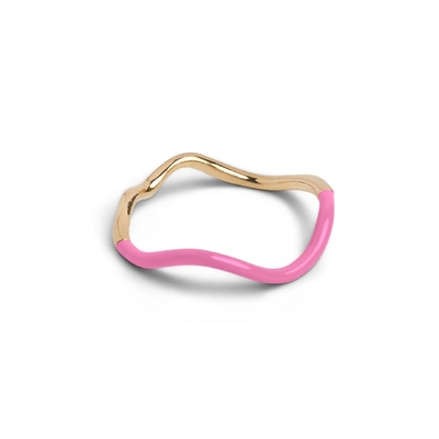 925 Sterling Silver 18k Gold Pink Enamel Band Rings Para Mulheres Meninas