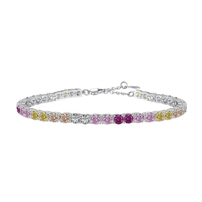 Bracelete de tênis de prata de 925 Sterling para mulheres