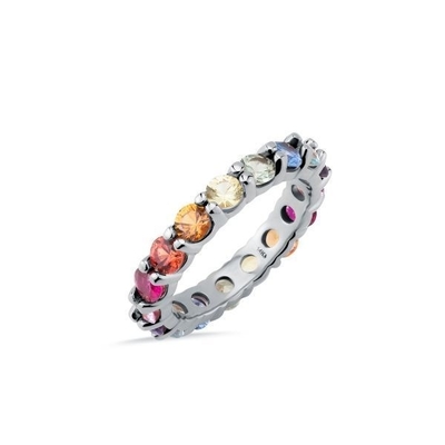 Anel de Eternidade de Pring Unico Acessórios de Zircão cúbico colorido Mulheres 925 Sterling Silver