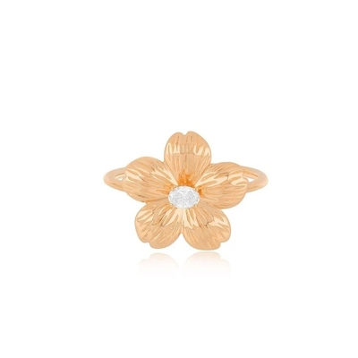 Forever Flower 18K ouro revestido Oval CZ Feminino Anel em 925 Sterling Prata Joias