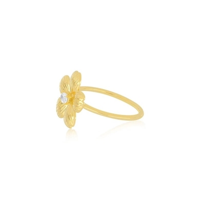 Forever Flower 18K ouro revestido Oval CZ Feminino Anel em 925 Sterling Prata Joias