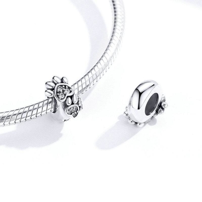 Pedaço de zircão branco cúbico, forma de contas, charme para mulheres, bracelete de prata 925