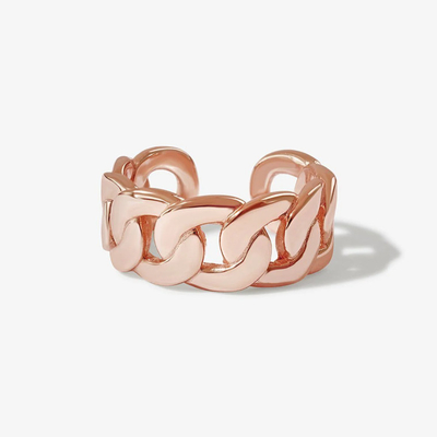 S925 Prata Joalharia fina 14K Amarelo Ouro Chain Chunky Open Ring