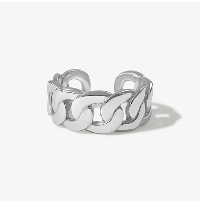 S925 Prata Joalharia fina 14K Amarelo Ouro Chain Chunky Open Ring