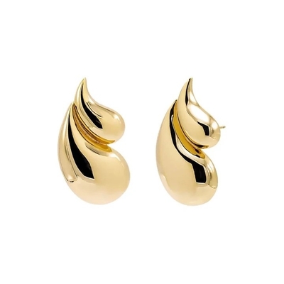 2024 Double Teardrop Fashion 18K brincos dourados e aceitação de logotipo personalizado