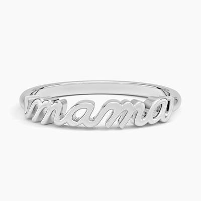 Classic 925 Sterling Silver14K Gold Highly Polished MAMA Women Rings em Design Minimalista