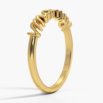 Classic 925 Sterling Silver14K Gold Highly Polished MAMA Women Rings em Design Minimalista