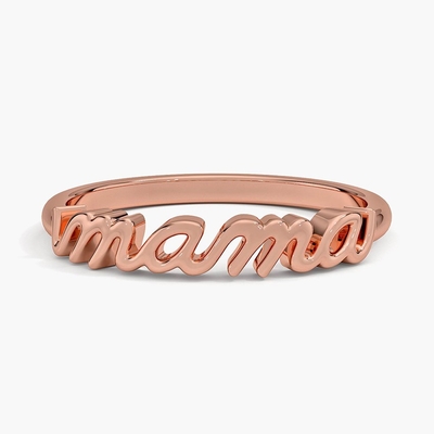 Classic 925 Sterling Silver14K Gold Highly Polished MAMA Women Rings em Design Minimalista