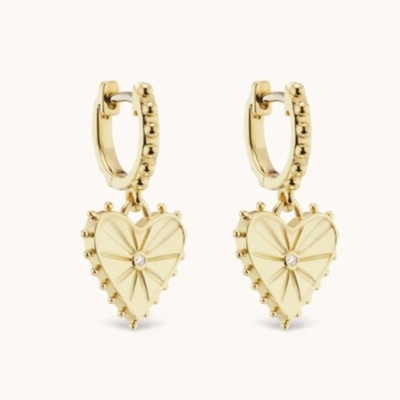 14K ouro Revestido Dangle Drop Heart Huggies brincos para mulheres são 925 Sterling Silver