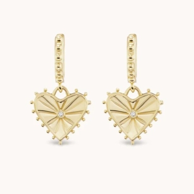 14K ouro Revestido Dangle Drop Heart Huggies brincos para mulheres são 925 Sterling Silver