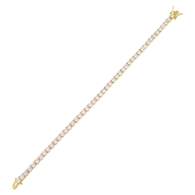 Item quente 925 Sterling Silver Plating Gold 3mm Cubic Zirconia Pulseira de tênis para mulheres