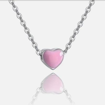 Coração Pequeno Rosa Revestido com Ródio Pendentes de Prata 925 Sterling Feminino