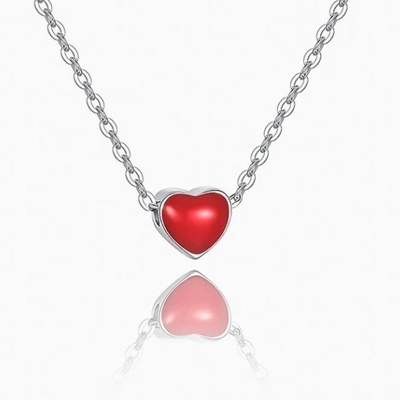 Coração Pequeno Rosa Revestido com Ródio Pendentes de Prata 925 Sterling Feminino