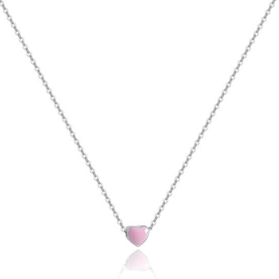 Coração Pequeno Rosa Revestido com Ródio Pendentes de Prata 925 Sterling Feminino