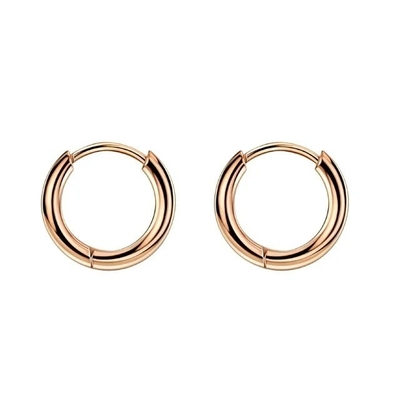 Simply Rose Gold 8mm Huggie com Chapéu Pequeno Anéis de Aço Inoxidável para Graduação