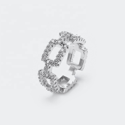 Anéis de cadeia personalizados Claros CZ Real Sterling Prata 925 jóias para mulheres e homens