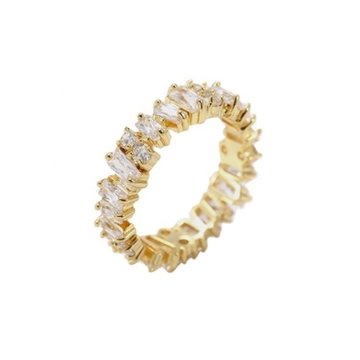 Joias de prata para mulheres de alta qualidade Anéis da eternidade de diamante branco zircão com tecnologia de incrustação