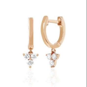 14K Gold Blossom Mini Huggie Diamante Trio Drop Brincos Prata Joalharia Material principal