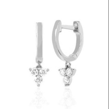 14K Gold Blossom Mini Huggie Diamante Trio Drop Brincos Prata Joalharia Material principal
