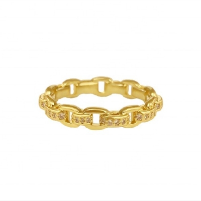 Cadeia de Enlaçamento de Caminhão 18K Ouro Delicado Indivíduo Super Fada 925 Sterling Silver Ring