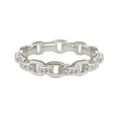 Cadeia de Enlaçamento de Caminhão 18K Ouro Delicado Indivíduo Super Fada 925 Sterling Silver Ring