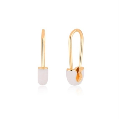 925 Prata Sterling Pincel de Moda Feminina Brincos de Pincel Adornados com acabamento de gotejamento de esmalte azul