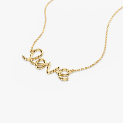 Solid 925 Sterling Silver 14K Gold Plated Love Pendant Necklace para Mulheres Valentine Gift