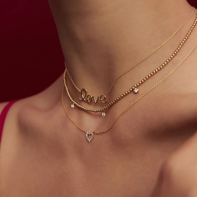 Solid 925 Sterling Silver 14K Gold Plated Love Pendant Necklace para Mulheres Valentine Gift