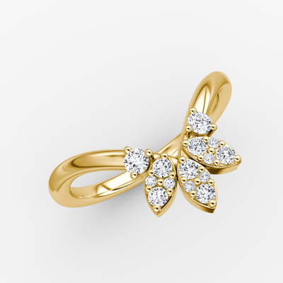 Novos Chegados Designs Elegante 925 Sterling Prata 18K Ouro Petal Coroa Anéis