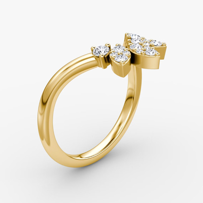 Novos Chegados Designs Elegante 925 Sterling Prata 18K Ouro Petal Coroa Anéis