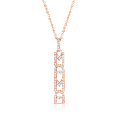 Elegante 925 Sterling Prata 14K Ouro MAMA Flutuante Longo Pênalti Colar