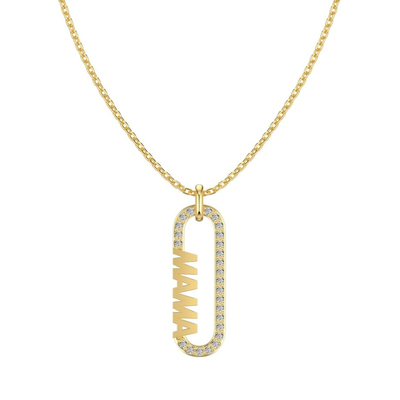 18k de ouro Mamã clipe pendente colar em 925 Sterling Silver