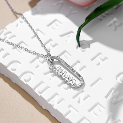 18k de ouro Mamã clipe pendente colar em 925 Sterling Silver