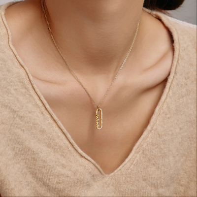 18k de ouro Mamã clipe pendente colar em 925 Sterling Silver
