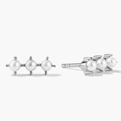 18K ouro revestido Pearl Stud brincos prata esterlina com logotipo personalizado