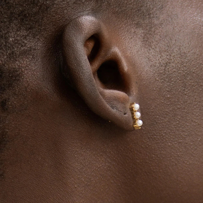 18K ouro revestido Pearl Stud brincos prata esterlina com logotipo personalizado