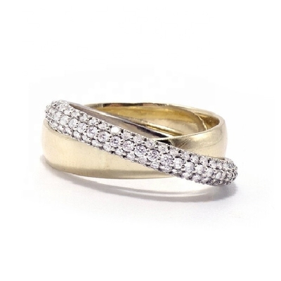 Moda Anéis de roda Unisex Anéis de roda de diamante com cúpula Banda larga de ouro Recheado de prata esterlina