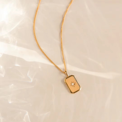 Colar de ouro revestido de prata esterlina