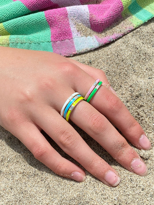 Anel de esmalte elegante com zircônio cúbico rectangular 925 prata esterlina jóias presente para mulheres