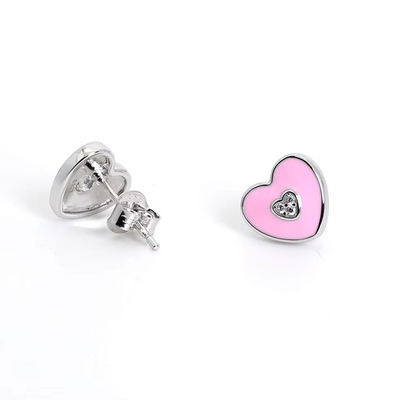 Casamento Coração Rosa Stud brincos para coleira conjuntos de jóias