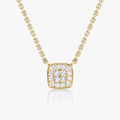 18K ouro revestido 925 Sterling Prata Quadrada Cubico Zirconia Pendente Necklace
