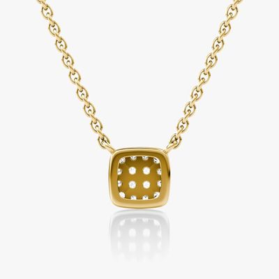 18K ouro revestido 925 Sterling Prata Quadrada Cubico Zirconia Pendente Necklace