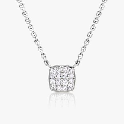 18K ouro revestido 925 Sterling Prata Quadrada Cubico Zirconia Pendente Necklace
